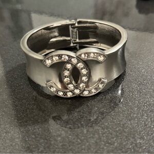 Chanel Silver Bracelet with Crystal Accents